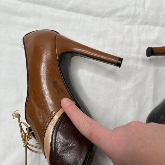 Vintage Stuart Weitzman Womens Leather Lace-Up Heeled Oxford Shoes 8.5 - Picture 6 of 12
